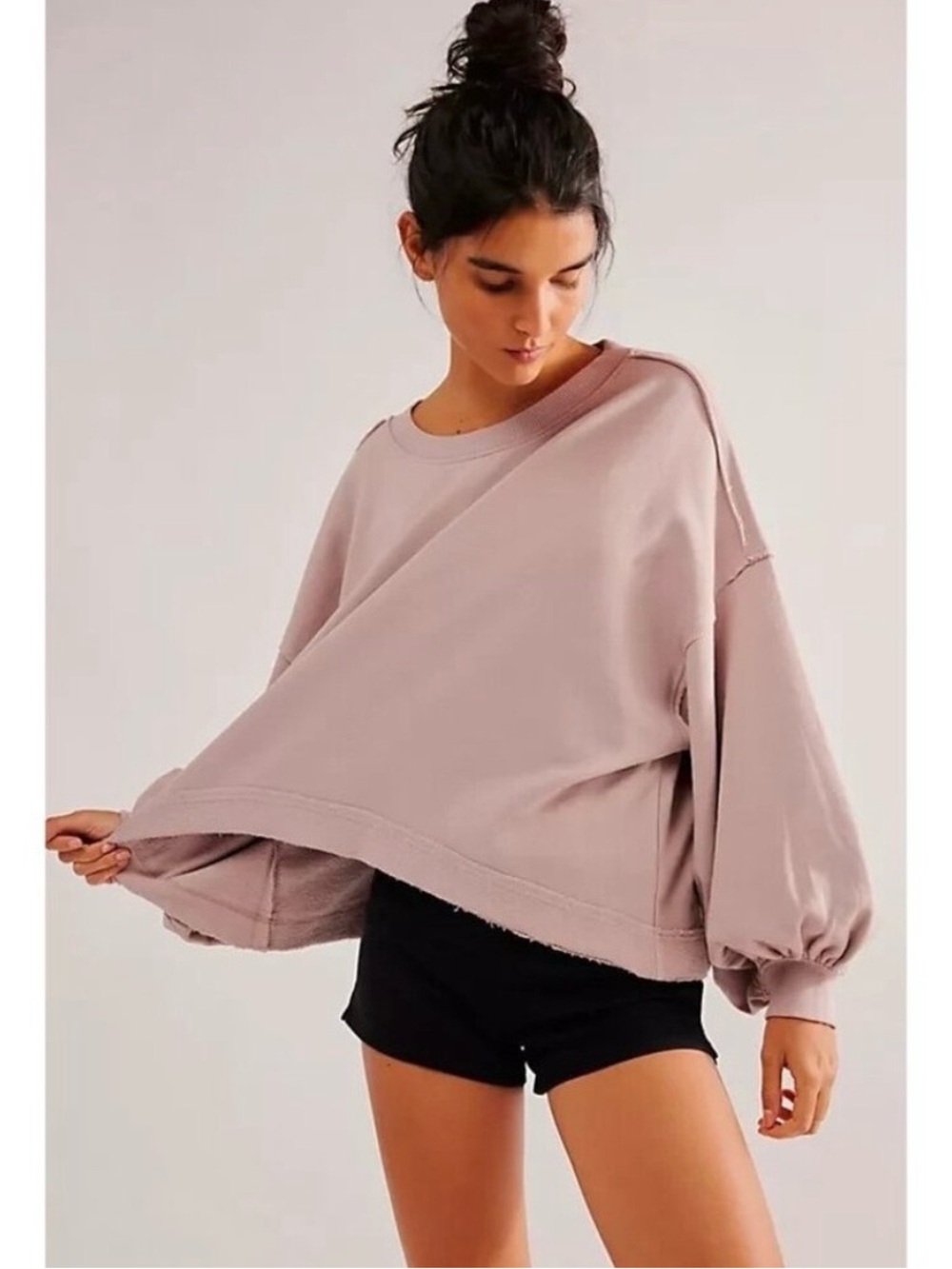Free People | Trish sweatshirt balloon sleeve mauve